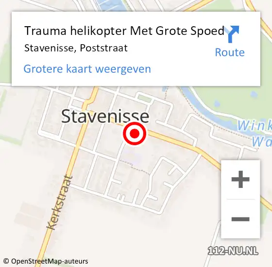 Locatie op kaart van de 112 melding: Trauma helikopter Met Grote Spoed Naar Stavenisse, Poststraat op 18 april 2022 00:43