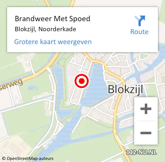 Locatie op kaart van de 112 melding: Brandweer Met Spoed Naar Blokzijl, Noorderkade op 18 april 2022 00:49