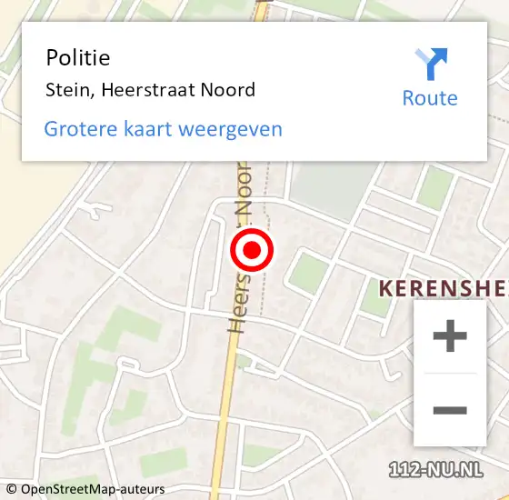 Locatie op kaart van de 112 melding: Politie Stein, Heerstraat Noord op 18 april 2022 00:52