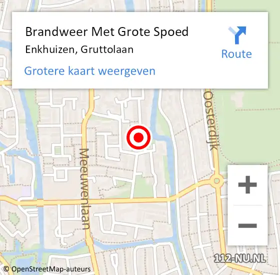 Locatie op kaart van de 112 melding: Brandweer Met Grote Spoed Naar Enkhuizen, Gruttolaan op 18 april 2022 01:06