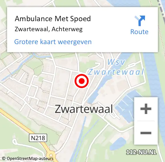 Locatie op kaart van de 112 melding: Ambulance Met Spoed Naar Zwartewaal, Achterweg op 18 april 2022 01:07