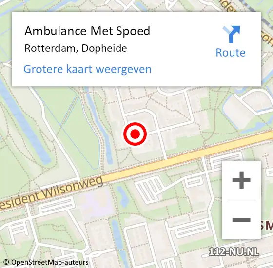 Locatie op kaart van de 112 melding: Ambulance Met Spoed Naar Rotterdam, Dopheide op 18 april 2022 01:20