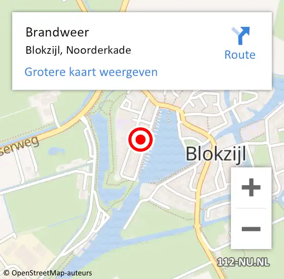 Locatie op kaart van de 112 melding: Brandweer Blokzijl, Noorderkade op 18 april 2022 01:28
