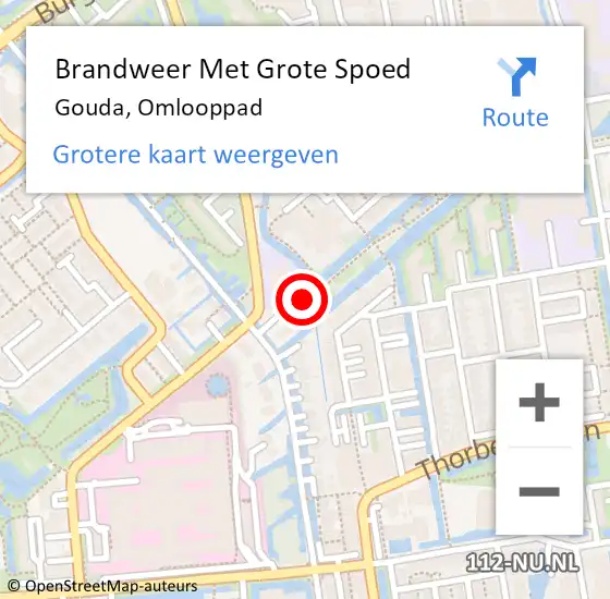 Locatie op kaart van de 112 melding: Brandweer Met Grote Spoed Naar Gouda, Omlooppad op 18 april 2022 01:31