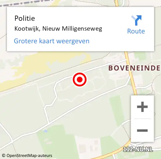 Locatie op kaart van de 112 melding: Politie Kootwijk, Nieuw Milligenseweg op 18 april 2022 02:13