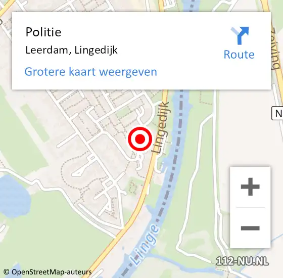 Locatie op kaart van de 112 melding: Politie Leerdam, Lingedijk op 18 april 2022 02:49