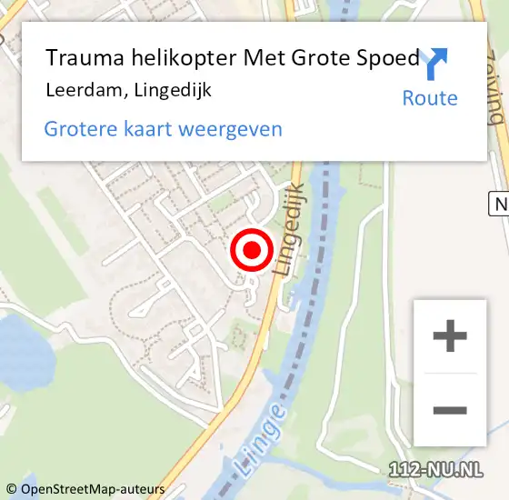 Locatie op kaart van de 112 melding: Trauma helikopter Met Grote Spoed Naar Leerdam, Lingedijk op 18 april 2022 02:51