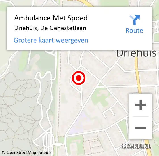 Locatie op kaart van de 112 melding: Ambulance Met Spoed Naar Driehuis, De Genestetlaan op 18 april 2022 04:18