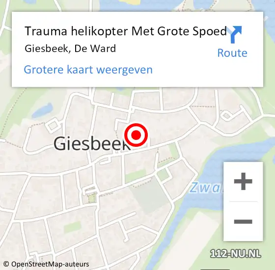 Locatie op kaart van de 112 melding: Trauma helikopter Met Grote Spoed Naar Giesbeek, De Ward op 18 april 2022 04:58