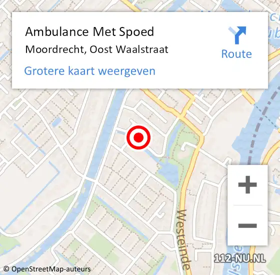 Locatie op kaart van de 112 melding: Ambulance Met Spoed Naar Moordrecht, Oost Waalstraat op 18 april 2022 06:46