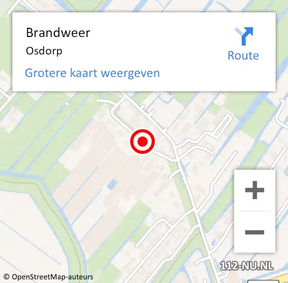 Locatie op kaart van de 112 melding: Brandweer Osdorp op 18 april 2022 08:36
