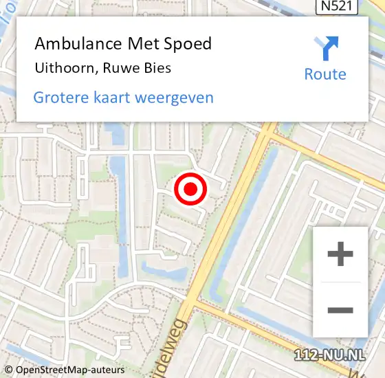 Locatie op kaart van de 112 melding: Ambulance Met Spoed Naar Uithoorn, Ruwe Bies op 18 april 2022 08:39