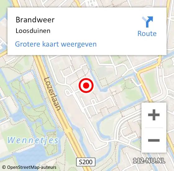 Locatie op kaart van de 112 melding: Brandweer Loosduinen op 18 april 2022 08:43