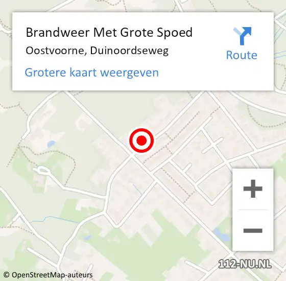 Locatie op kaart van de 112 melding: Brandweer Met Grote Spoed Naar Oostvoorne, Duinoordseweg op 18 april 2022 08:47