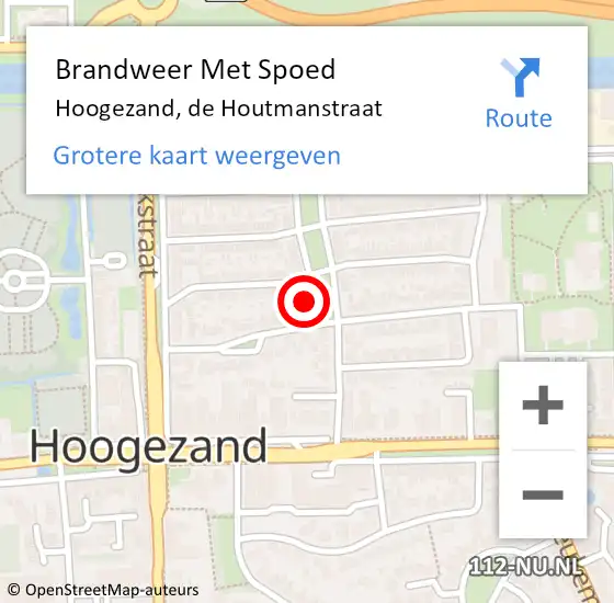 Locatie op kaart van de 112 melding: Brandweer Met Spoed Naar Hoogezand, de Houtmanstraat op 18 april 2022 08:48