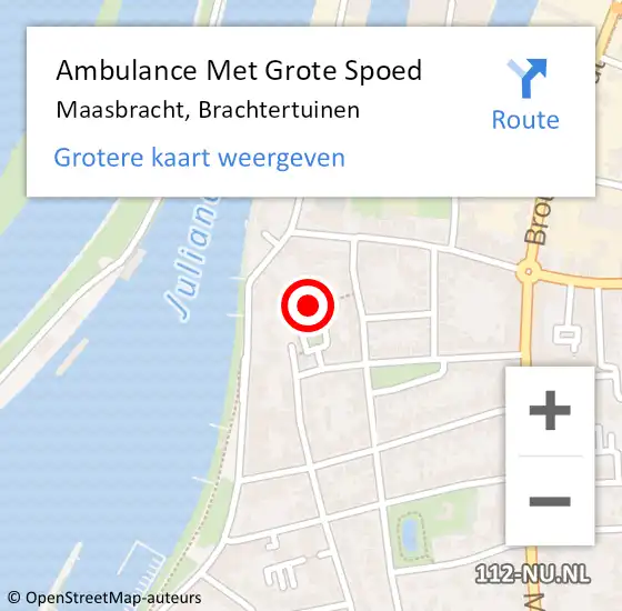 Locatie op kaart van de 112 melding: Ambulance Met Grote Spoed Naar Maasbracht, Brachtertuinen op 18 april 2022 08:56