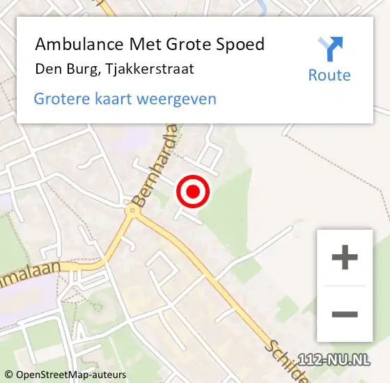 Locatie op kaart van de 112 melding: Ambulance Met Grote Spoed Naar Den Burg, Tjakkerstraat op 18 april 2022 09:13