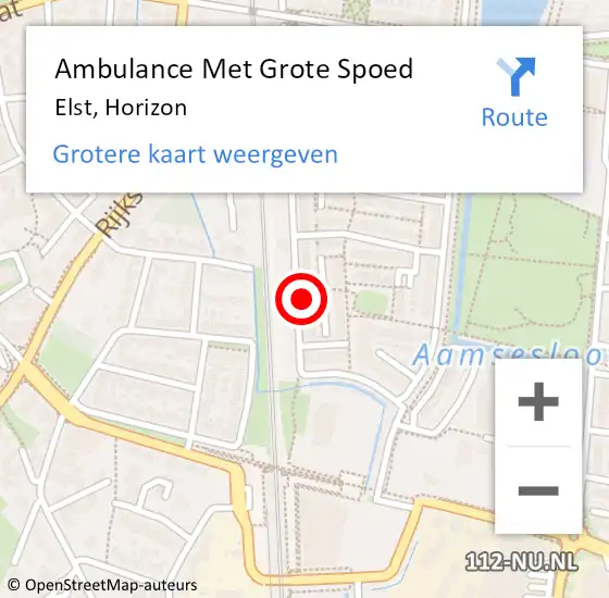 Locatie op kaart van de 112 melding: Ambulance Met Grote Spoed Naar Elst, Horizon op 18 april 2022 09:17