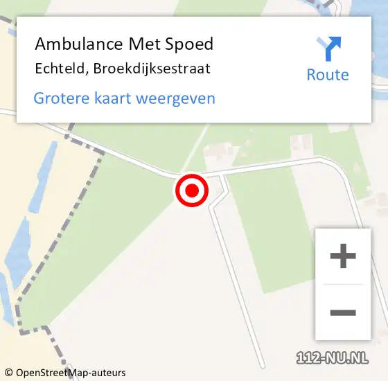 Locatie op kaart van de 112 melding: Ambulance Met Spoed Naar Echteld, Broekdijksestraat op 18 april 2022 09:19