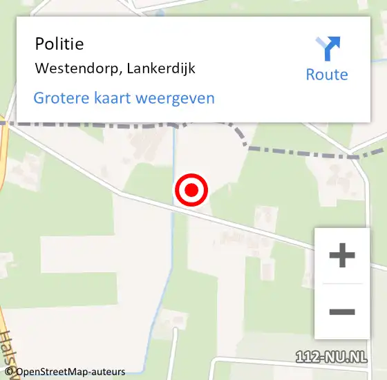 Locatie op kaart van de 112 melding: Politie Westendorp, Lankerdijk op 18 april 2022 09:23