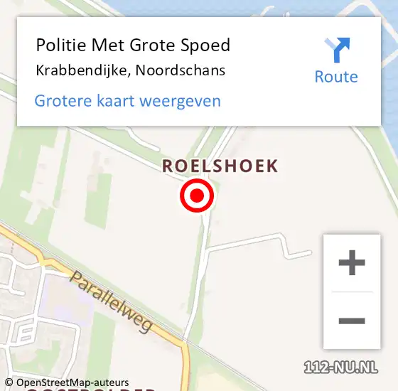 Locatie op kaart van de 112 melding: Politie Met Grote Spoed Naar Krabbendijke, Noordschans op 18 april 2022 10:01