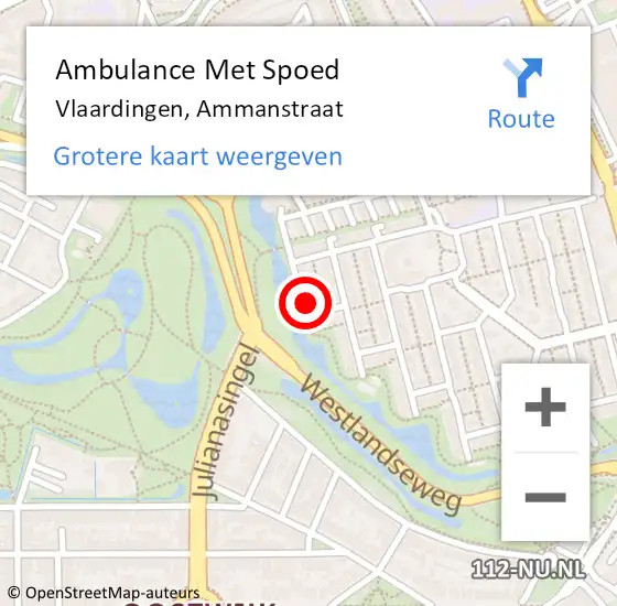 Locatie op kaart van de 112 melding: Ambulance Met Spoed Naar Vlaardingen, Ammanstraat op 18 april 2022 10:05