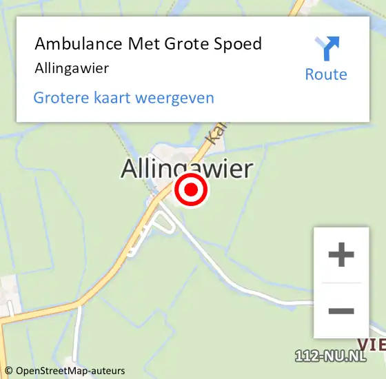 Locatie op kaart van de 112 melding: Ambulance Met Grote Spoed Naar Allingawier op 18 april 2022 10:10