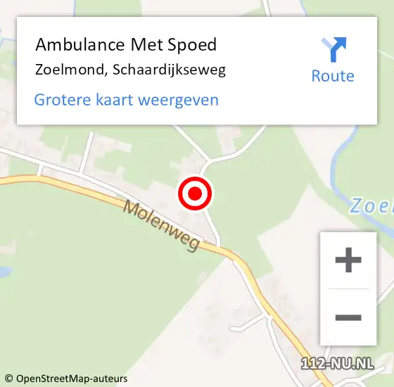 Locatie op kaart van de 112 melding: Ambulance Met Spoed Naar Zoelmond, Schaardijkseweg op 18 april 2022 10:11