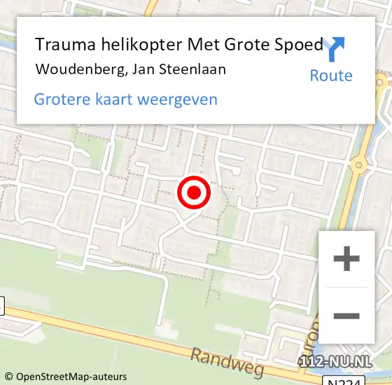 Locatie op kaart van de 112 melding: Trauma helikopter Met Grote Spoed Naar Woudenberg, Jan Steenlaan op 18 april 2022 10:13