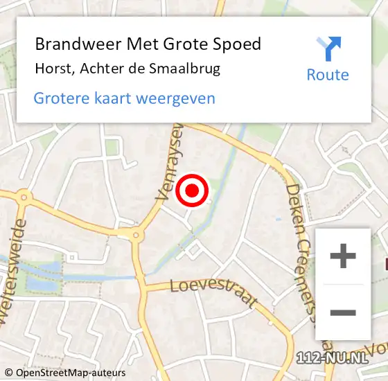 Locatie op kaart van de 112 melding: Brandweer Met Grote Spoed Naar Horst, Achter de Smaalbrug op 18 april 2022 10:37