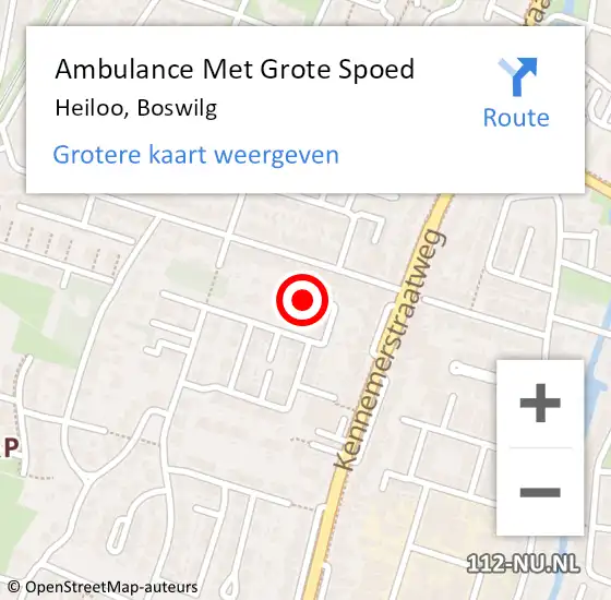 Locatie op kaart van de 112 melding: Ambulance Met Grote Spoed Naar Heiloo, Boswilg op 18 april 2022 10:38