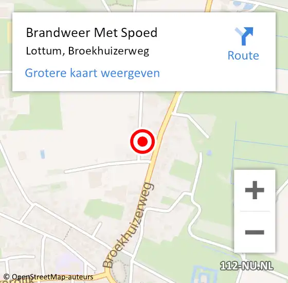 Locatie op kaart van de 112 melding: Brandweer Met Spoed Naar Lottum, Broekhuizerweg op 18 april 2022 10:40