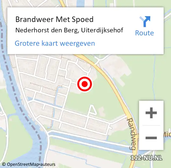 Locatie op kaart van de 112 melding: Brandweer Met Spoed Naar Nederhorst den Berg, Uiterdijksehof op 18 april 2022 10:50