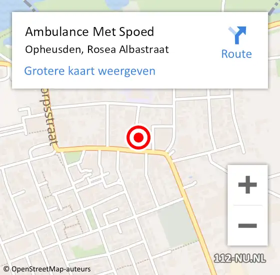 Locatie op kaart van de 112 melding: Ambulance Met Spoed Naar Opheusden, Rosea Albastraat op 18 april 2022 10:56