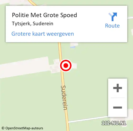 Locatie op kaart van de 112 melding: Politie Met Grote Spoed Naar Tytsjerk, Suderein op 18 april 2022 11:05