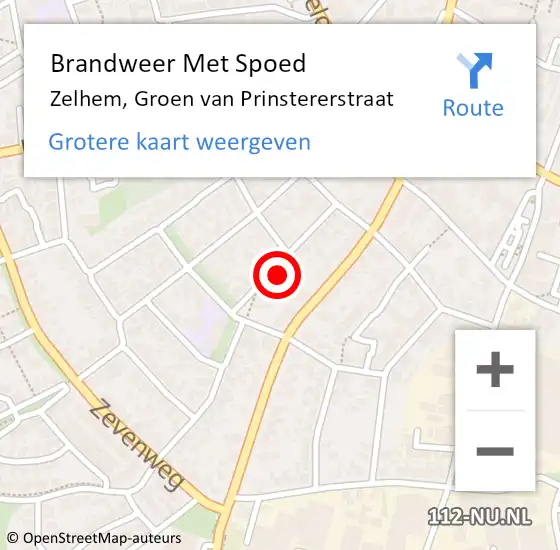 Locatie op kaart van de 112 melding: Brandweer Met Spoed Naar Zelhem, Groen van Prinstererstraat op 18 april 2022 11:23