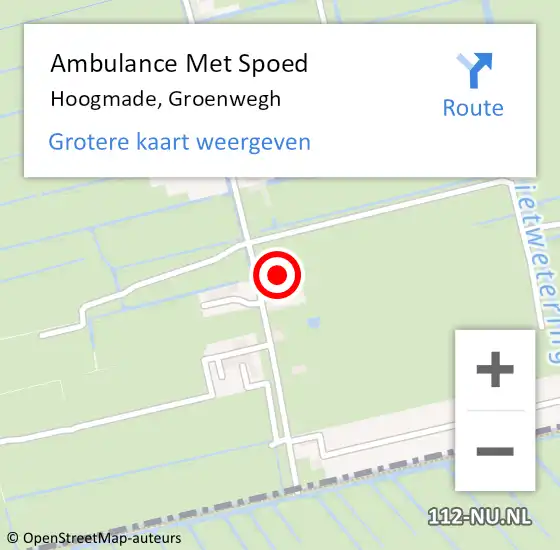 Locatie op kaart van de 112 melding: Ambulance Met Spoed Naar Hoogmade, Groenwegh op 18 april 2022 11:46