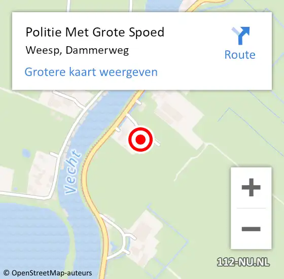 Locatie op kaart van de 112 melding: Politie Met Grote Spoed Naar Weesp, Dammerweg op 18 april 2022 12:00