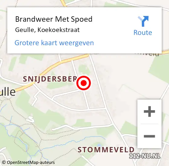 Locatie op kaart van de 112 melding: Brandweer Met Spoed Naar Geulle, Koekoekstraat op 18 april 2022 12:01