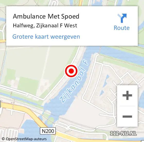 Locatie op kaart van de 112 melding: Ambulance Met Spoed Naar Halfweg, Zijkanaal F West op 18 april 2022 12:16