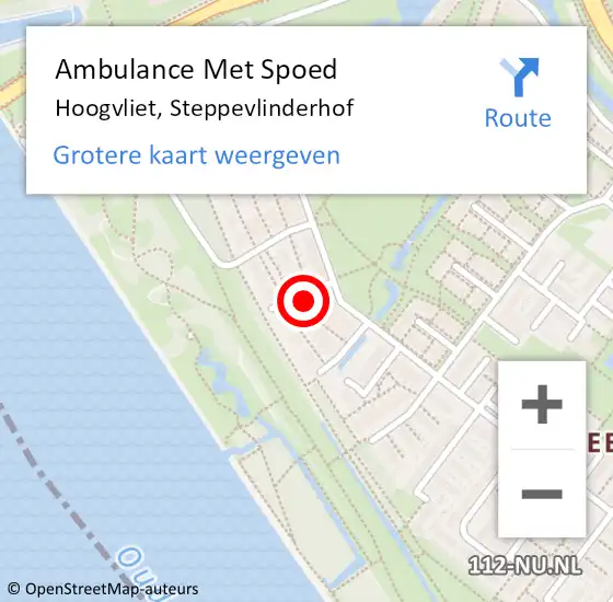 Locatie op kaart van de 112 melding: Ambulance Met Spoed Naar Hoogvliet, Steppevlinderhof op 18 april 2022 12:21