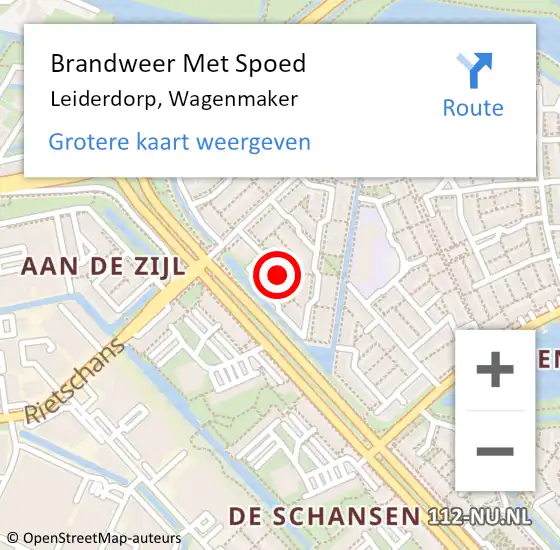 Locatie op kaart van de 112 melding: Brandweer Met Spoed Naar Leiderdorp, Wagenmaker op 18 april 2022 12:22