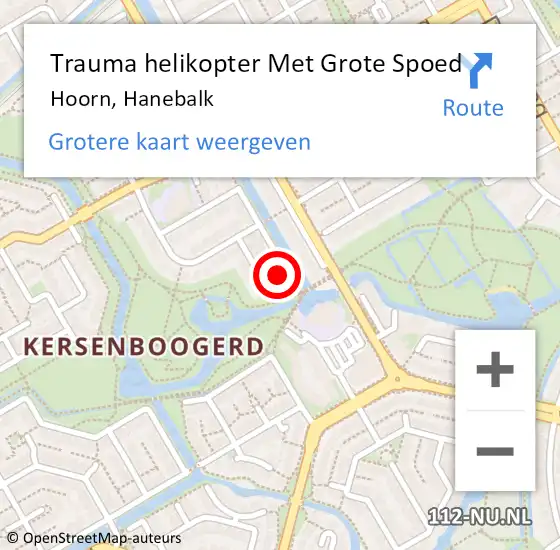 Locatie op kaart van de 112 melding: Trauma helikopter Met Grote Spoed Naar Hoorn, Hanebalk op 18 april 2022 12:31