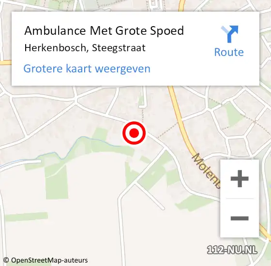 Locatie op kaart van de 112 melding: Ambulance Met Grote Spoed Naar Herkenbosch, Steegstraat op 18 april 2022 12:37