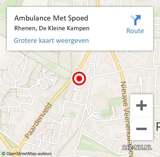 Locatie op kaart van de 112 melding: Ambulance Met Spoed Naar Rhenen, De Kleine Kampen op 18 april 2022 12:40