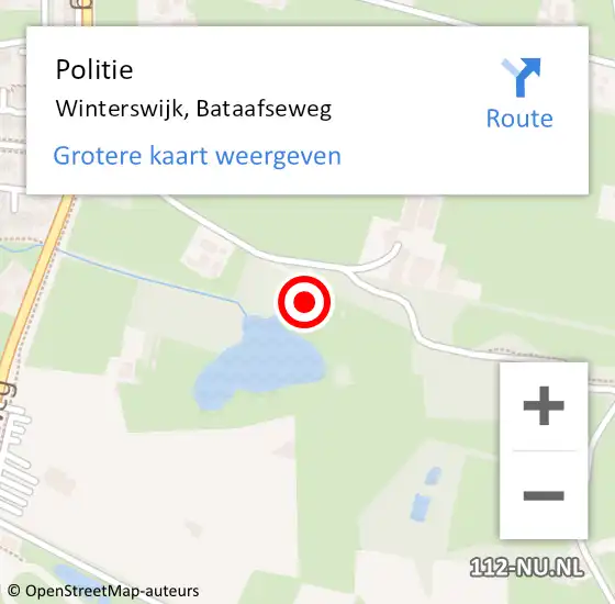 Locatie op kaart van de 112 melding: Politie Winterswijk, Bataafseweg op 18 april 2022 12:52