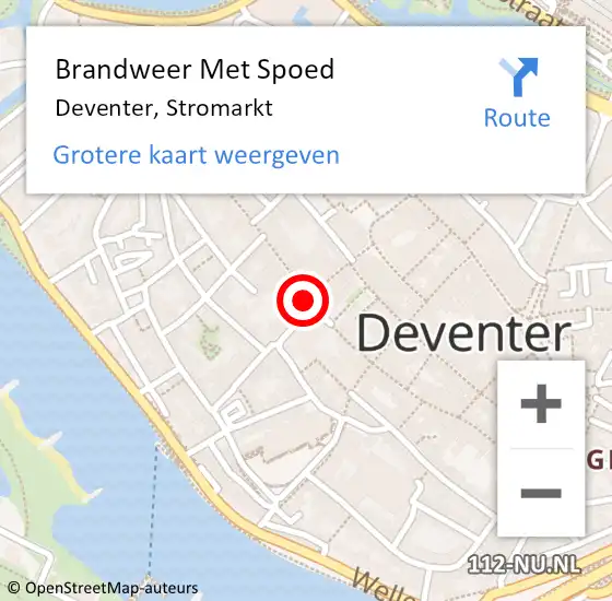 Locatie op kaart van de 112 melding: Brandweer Met Spoed Naar Deventer, Stromarkt op 18 april 2022 13:03