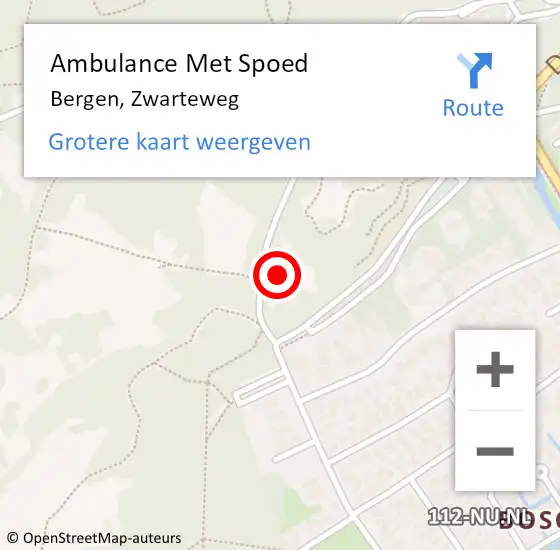 Locatie op kaart van de 112 melding: Ambulance Met Spoed Naar Bergen, Zwarteweg op 18 april 2022 13:16