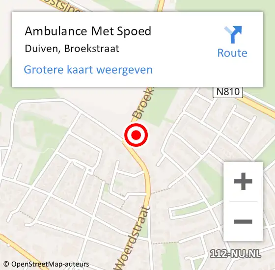 Locatie op kaart van de 112 melding: Ambulance Met Spoed Naar Duiven, Broekstraat op 18 april 2022 13:17