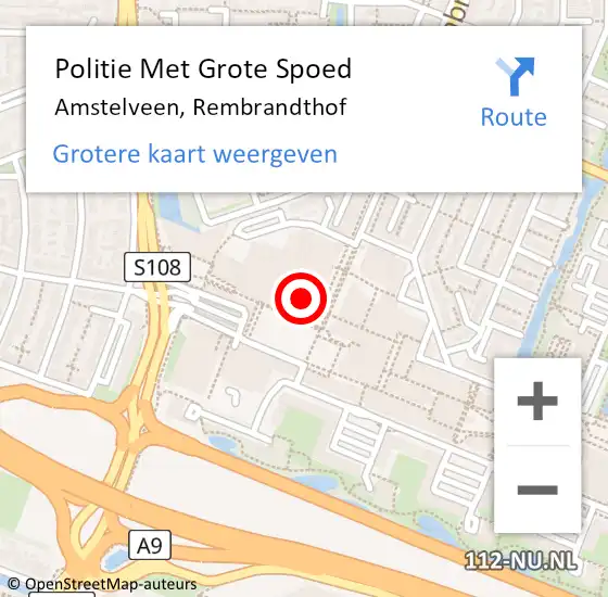 Locatie op kaart van de 112 melding: Politie Met Grote Spoed Naar Amstelveen, Rembrandthof op 18 april 2022 13:51